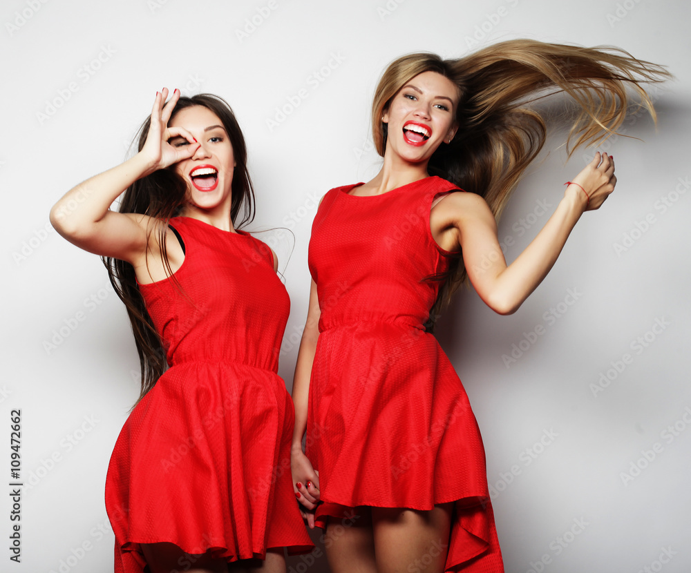 Picture of a charming young girls in red dress Picture of a charming young girls in red dress