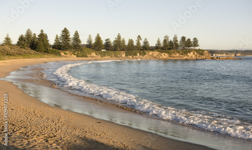 NSW south coast town of  Bermagui showing the local beach.