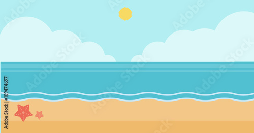 Background of sand beach with blue sea.