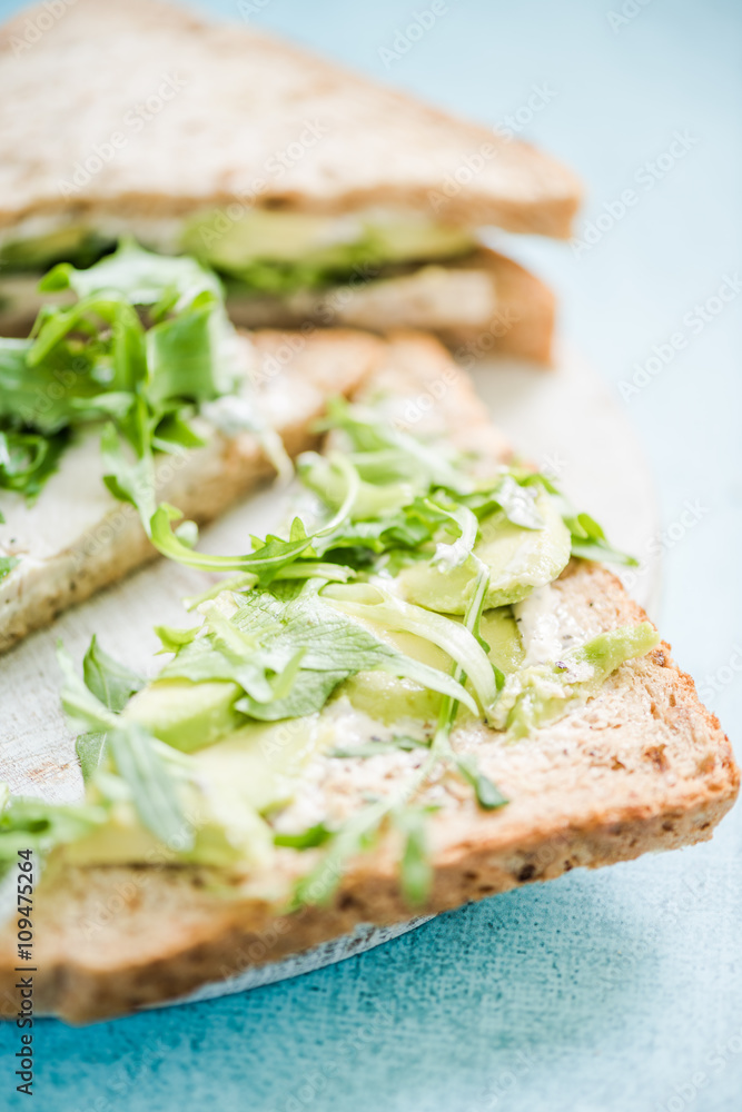Healthy sandwich with avocado and chicken Healthy sandwich with avocado and chicken