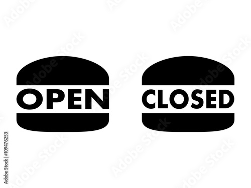 Open closed banner with burger shape