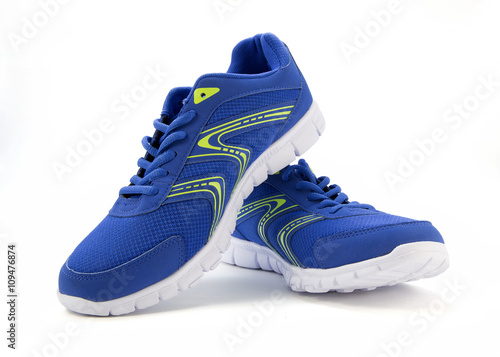 Blue sport shoes on a white background(no name,no brande,made in