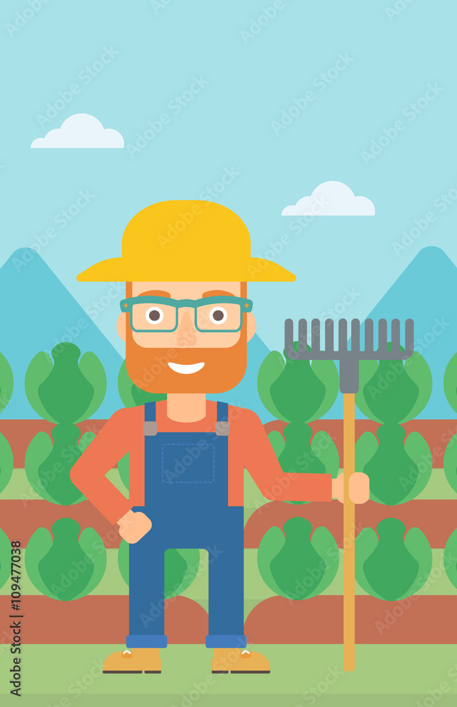 Farmer with rake. Farmer with rake.