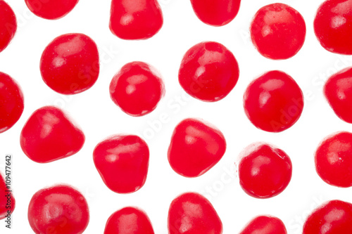 scattered red jelly beans