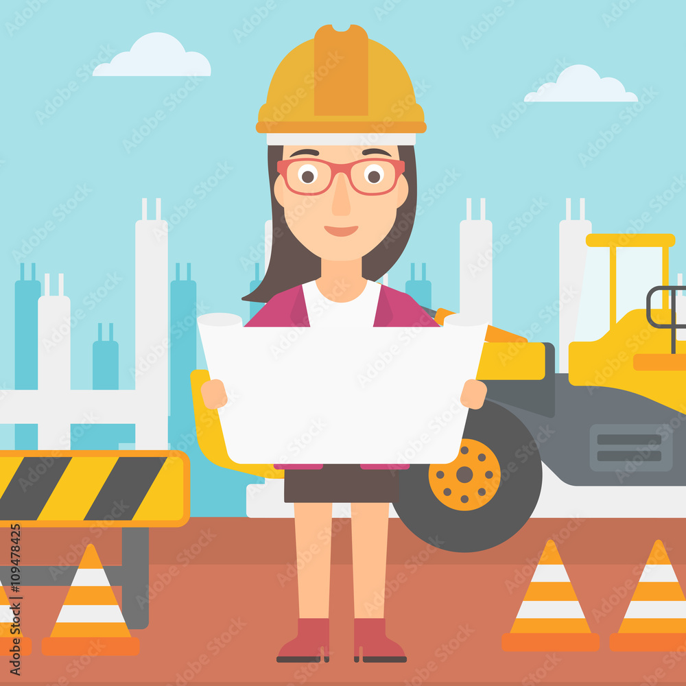 Engineer holding a blueprint. Engineer holding a blueprint.