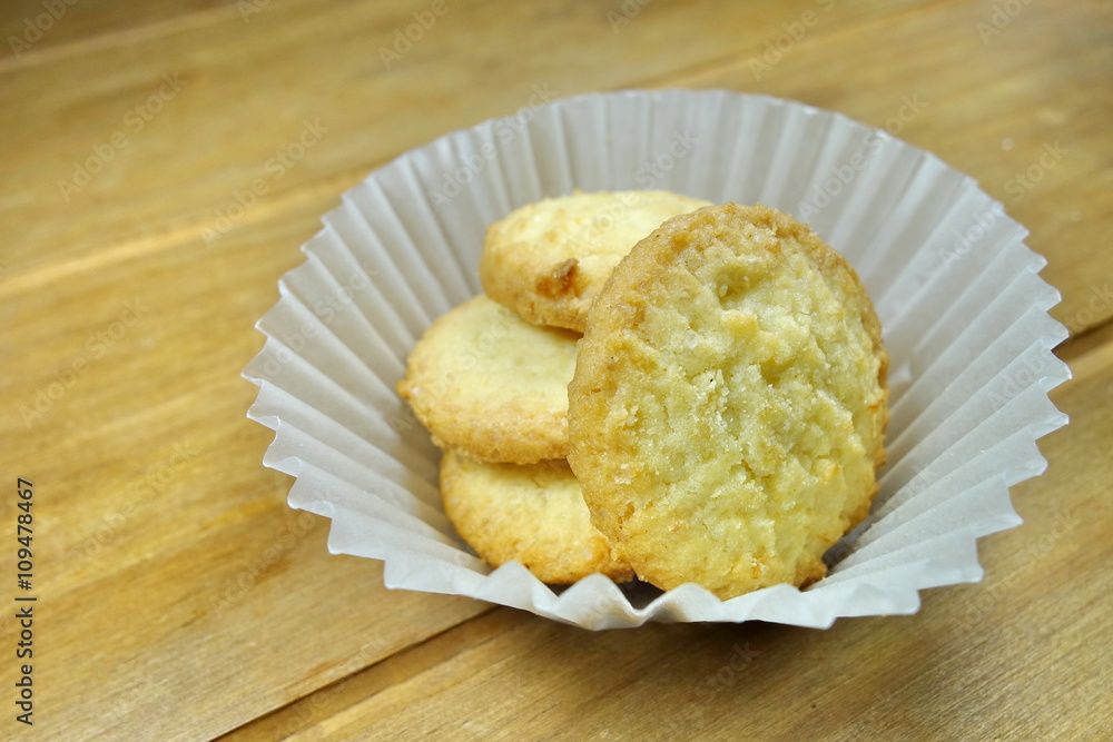 Butter cookies on a wood background. Butter cookies on a wood background.