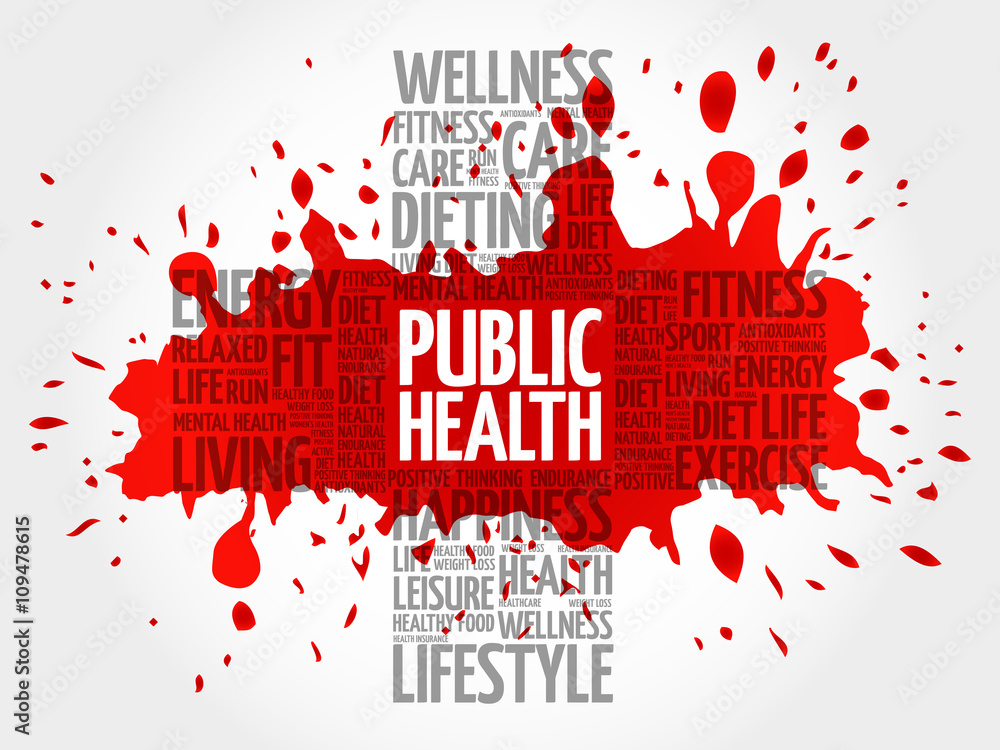 Public Health word cloud, health cross concept background Public Health word cloud, health cross concept background