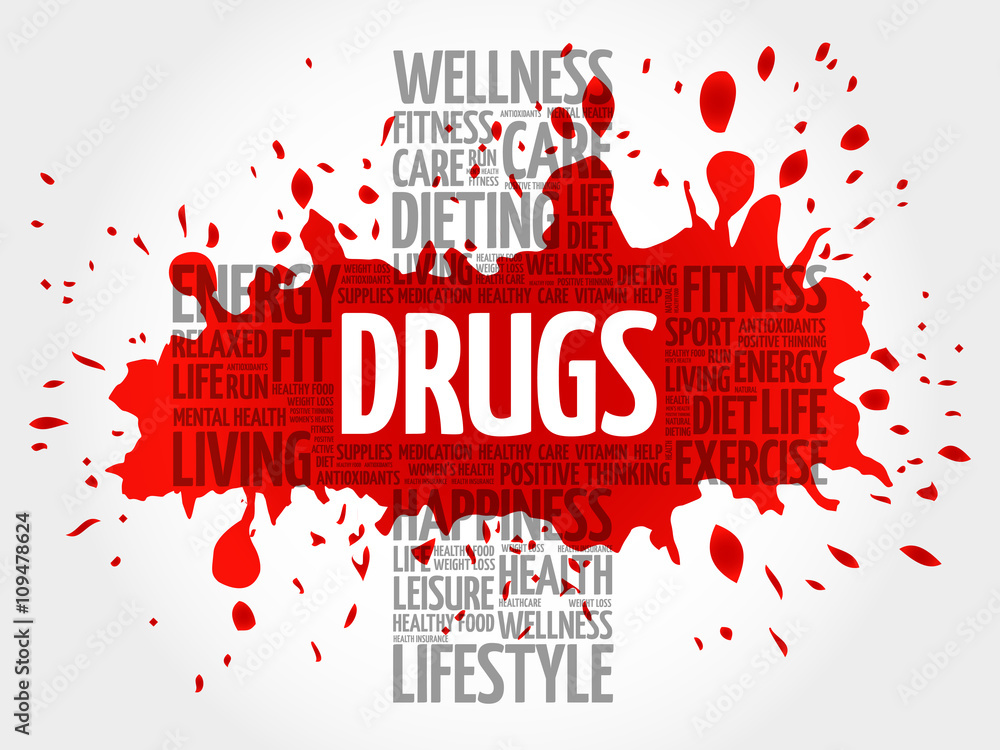 DRUGS Word Cloud, Health Cross Concept Background Stock Vector | Adobe ...