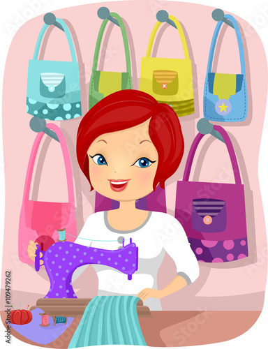 Girl Sewing Bag