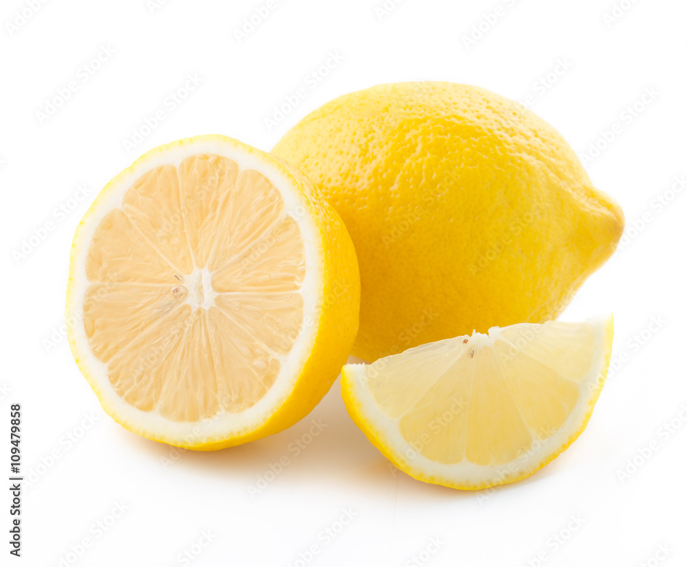 Lemon sliced with clipping path on white background. Lemon sliced with clipping path on white background.