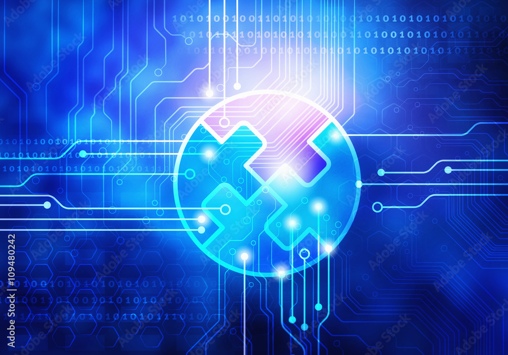 Naklejka premium Circuit blue background