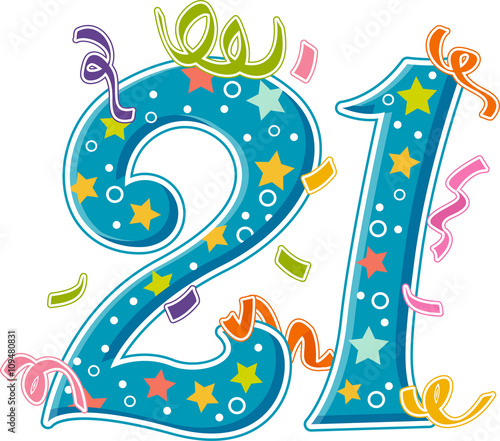 Number Design 21 Confetti S...
