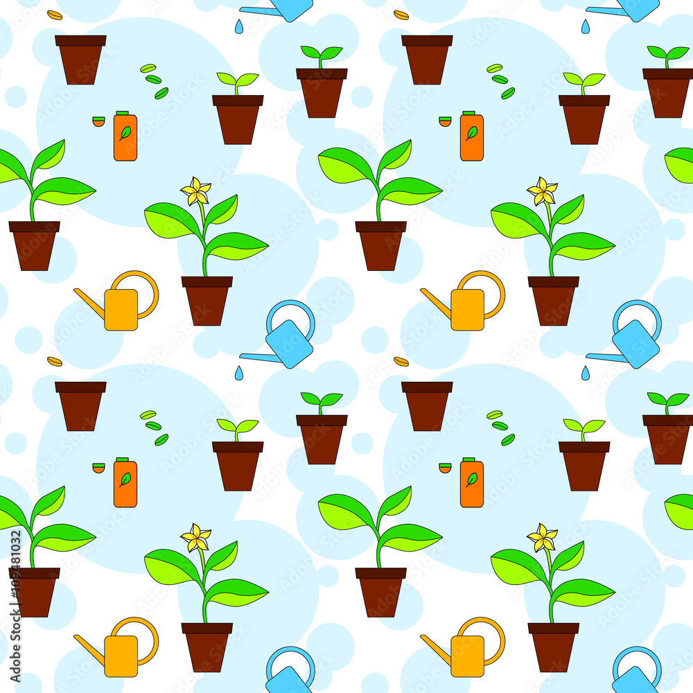 House plant growth and care advice seamless pattern, vector House plant growth and care advice seamless pattern, vector