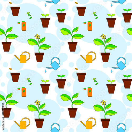 House plant growth and care advice seamless pattern, vector