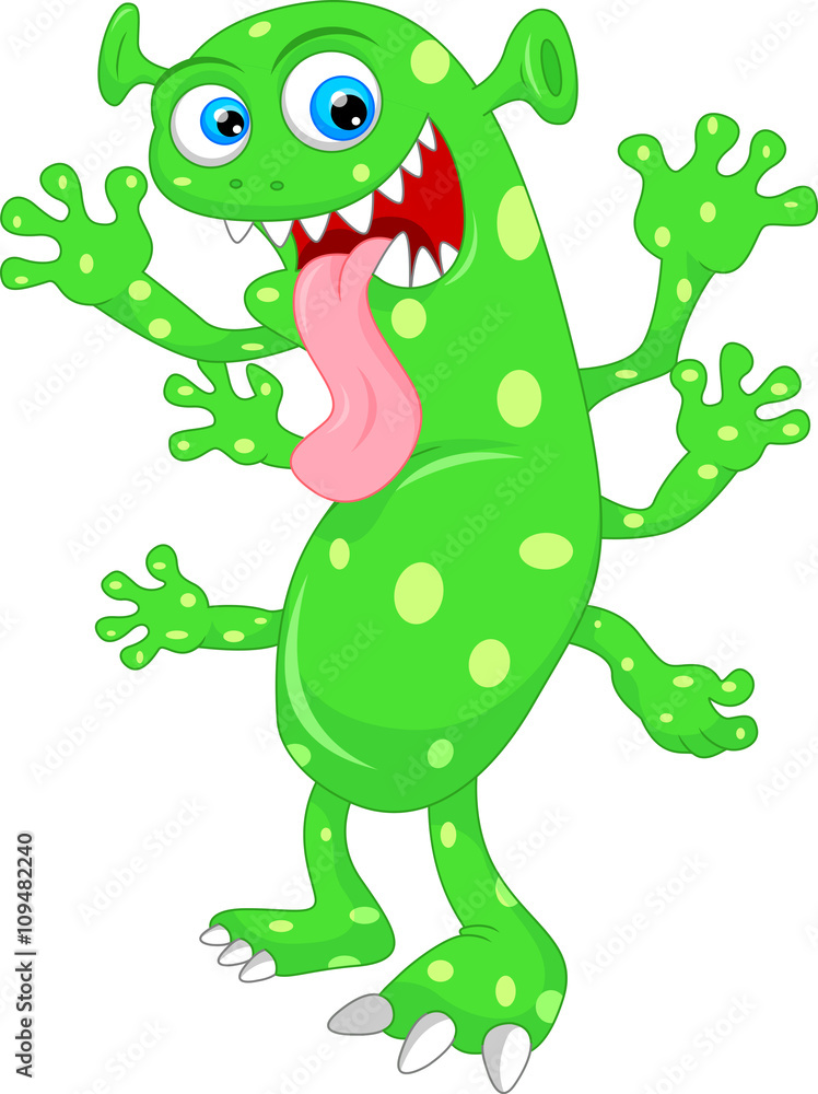 Obraz premium cute green monster cartoon 