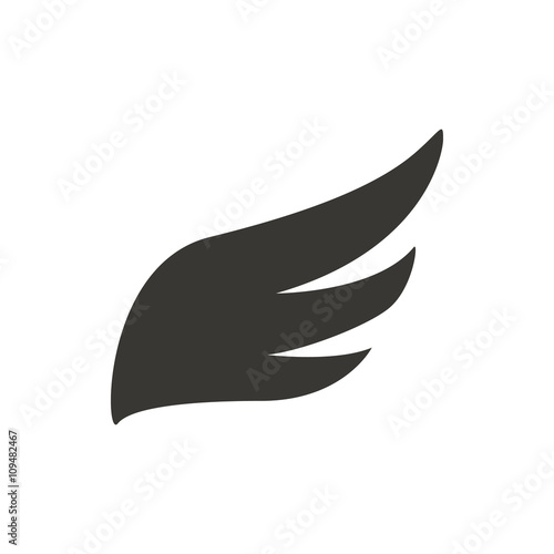 Abstract black wing icon, simple style