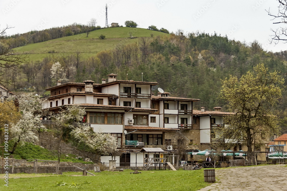 Part of Etar village with guest house in old architectural style, Gabrovo town, Bulgaria  