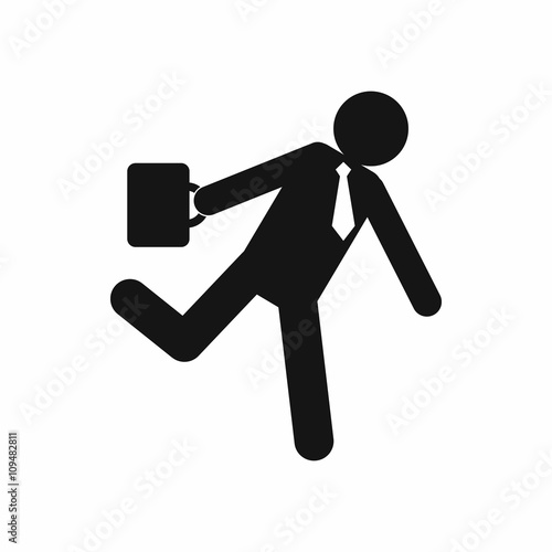 Running businessman icon, simple style