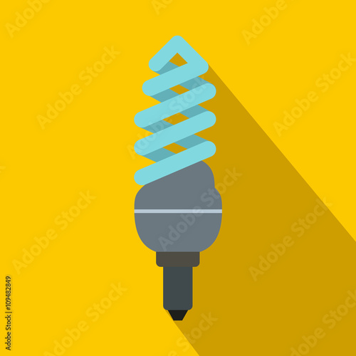 Fluorescent bulb icon, flat style
