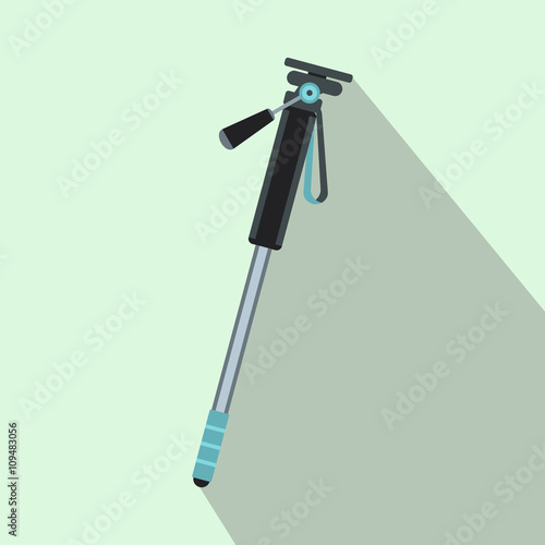 Selfie monopod stick icon in flat style