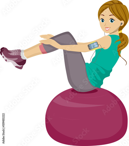 Teen Girl Balance Ball Work Out