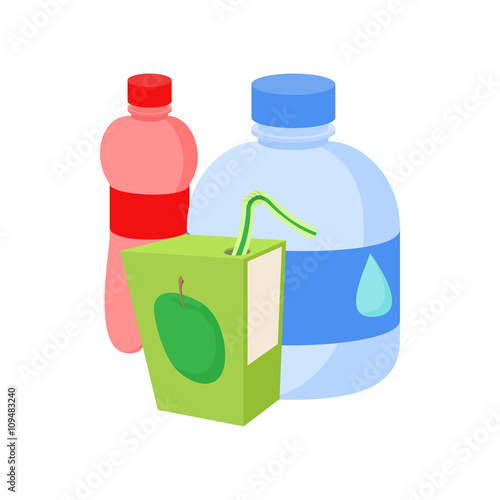 Assortment of beverages icon, cartoon style