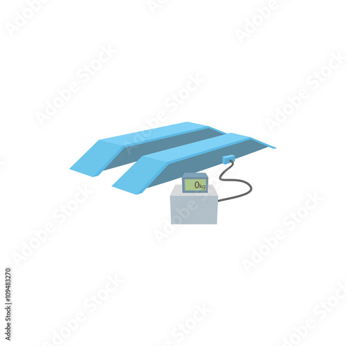 Scales for trucks icon, cartoon style