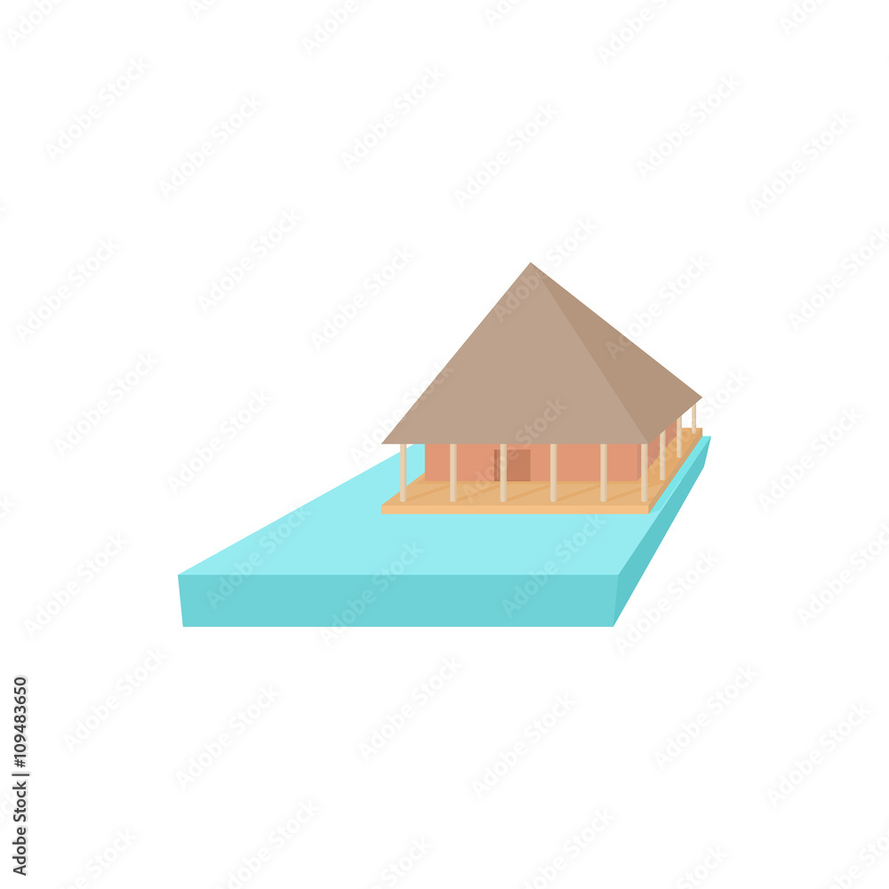 Floating house icon, cartoon style 