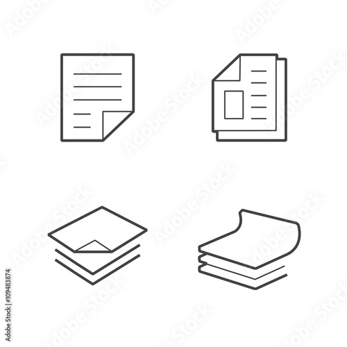 business paper   Line  icon set