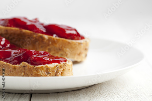 bread with strawberry jam filling