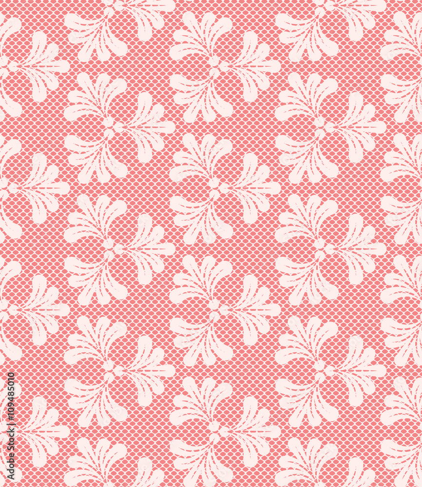 Seamless lace pattern on pink background