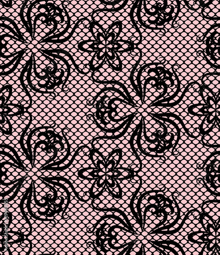 Seamless lace pattern on pink background