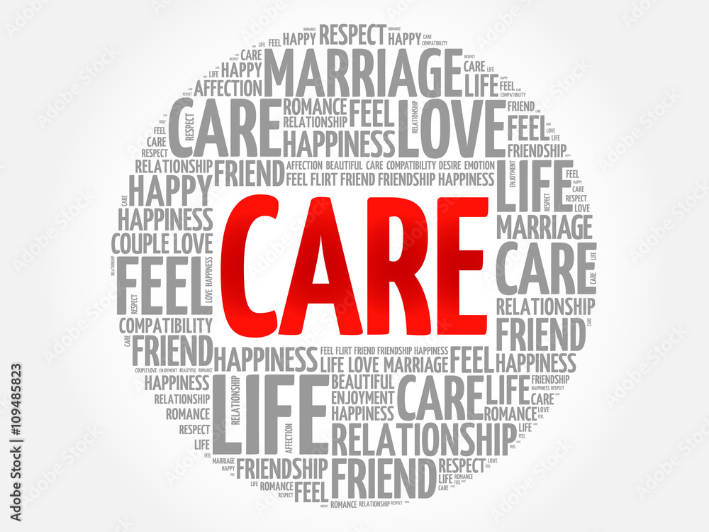 CARE circle word cloud collage concept