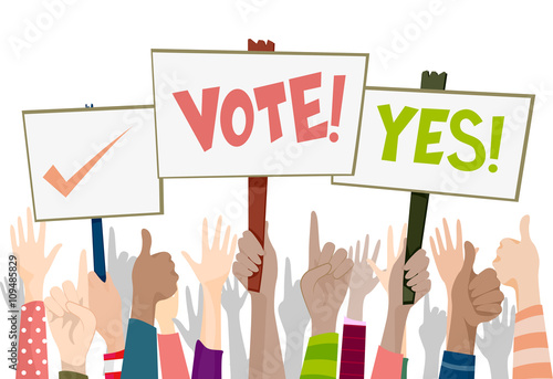 Hands Placard Vote Sign