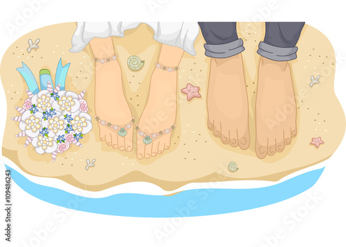 Beach Wedding Couple Feet