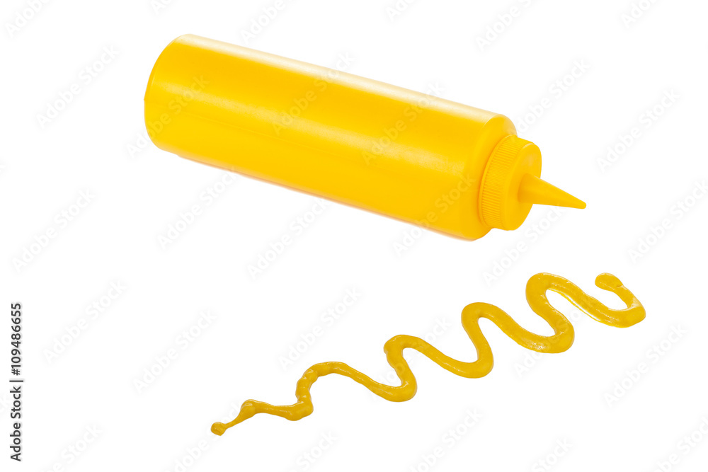 mustard bottle lying beside the mustard sauce mustard bottle lying beside the mustard sauce