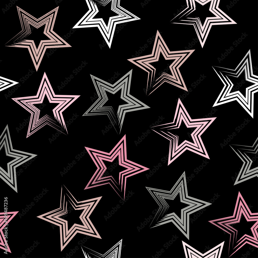 Cute vector geometric seamless pattern. Brush strokes and stars. Hand drawn grunge texture. Abstract forms. Endless texture can be used for printing onto fabric or paper Cute vector geometric seamless pattern. Brush strokes and stars. Hand drawn grunge texture. Abstract forms. Endless texture can be used for printing onto fabric or paper