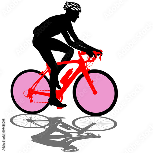 Silhouette of a cyclist male.  vector illustration.