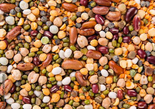 Raw legume background, close up.