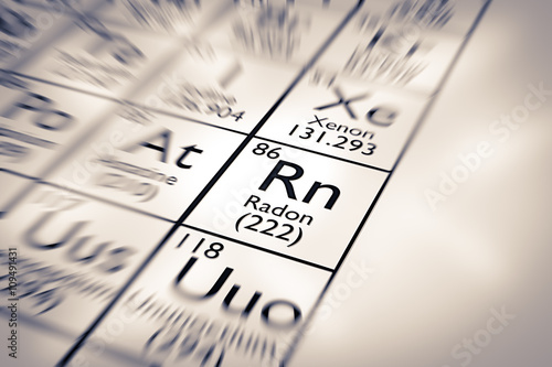 Focus on Radon Chemical Element from the Mendeleev Periodic Table photo