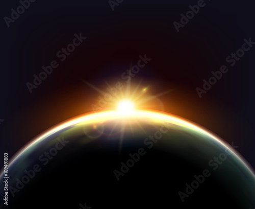 Globe Earth Sunlight Dark Background Poster 