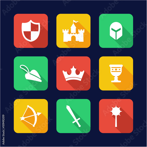 Medieval Icons Flat Design