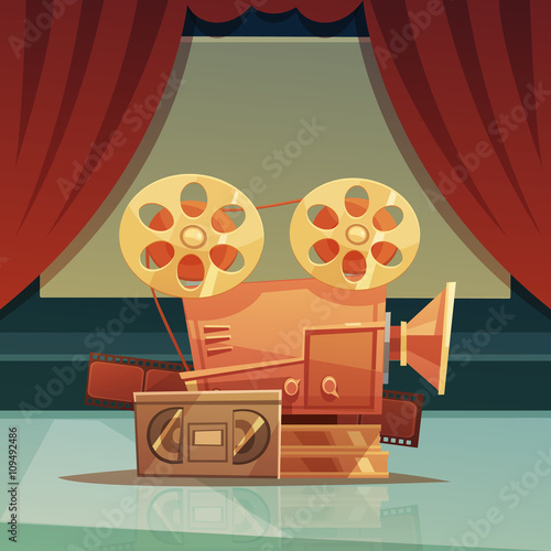 Cinema Retro Cartoon Illustration 