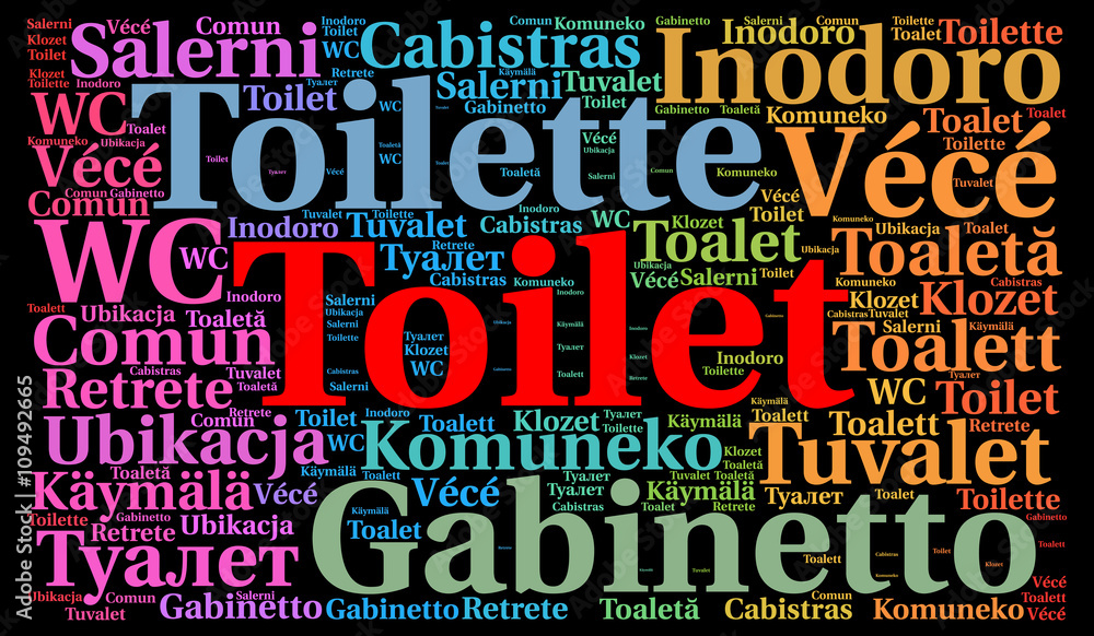 Toilet in different languages word cloud Toilet in different languages word cloud