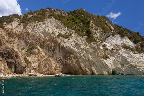 Blue caves along the shore of Zakynthos 