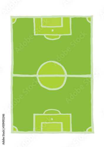 Football field.  Hand drawn cartoon in doodle style