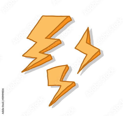 Lightning Icon Set, a hand drawn vector doodle illustration of lightning icon set with backdrop shadows (on separate group).