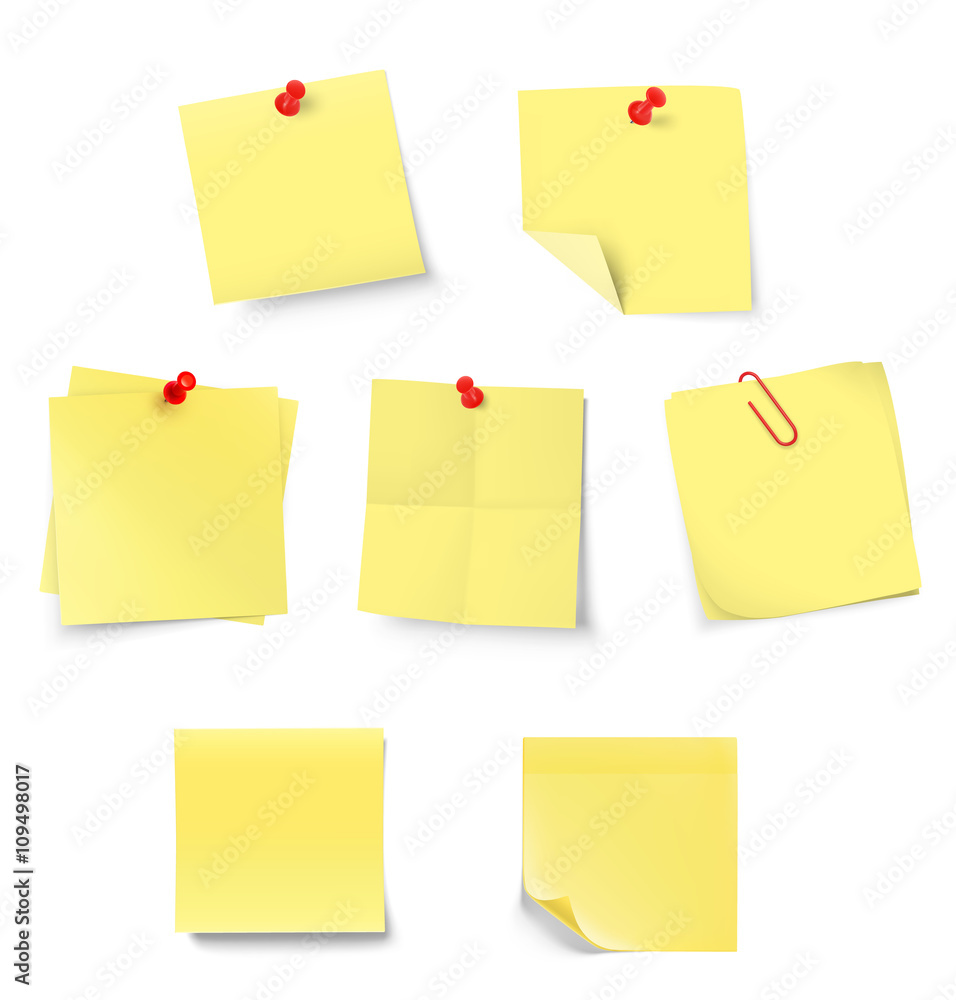 Set of stick notes isolated on white background. Vector illustration Set of stick notes isolated on white background. Vector illustration