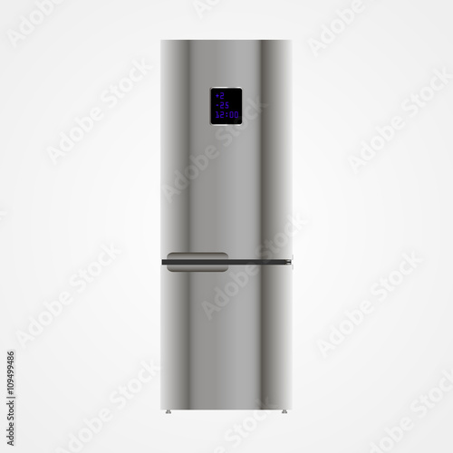 Refrigerator on white background photo