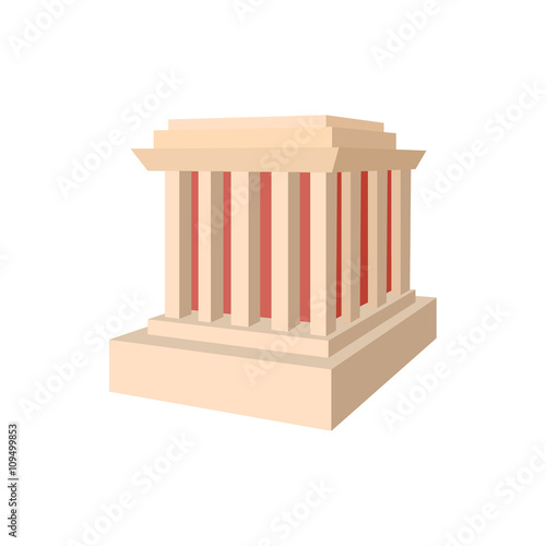 Building with columns icon, cartoon style 
